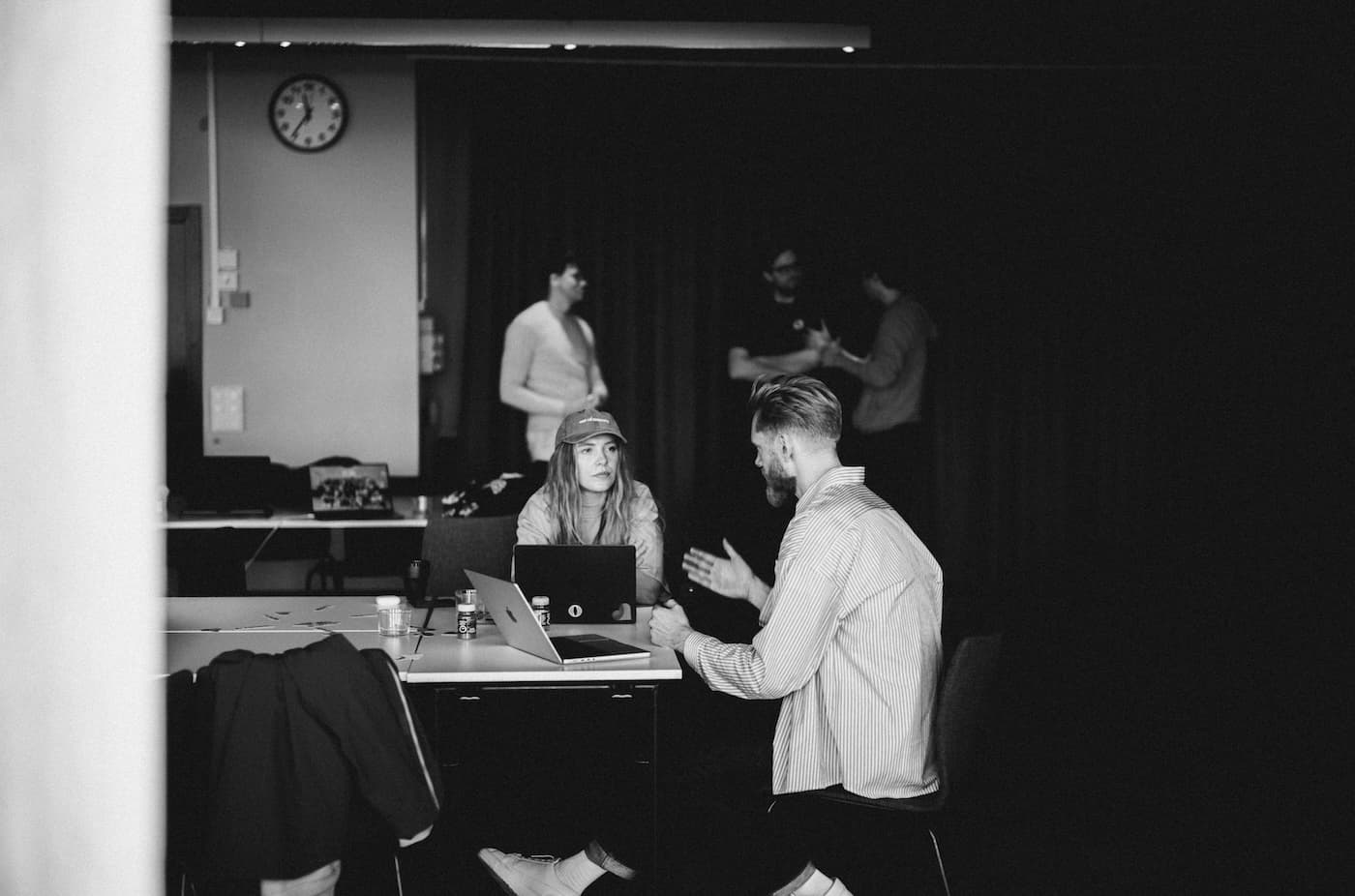 Two people collaborating